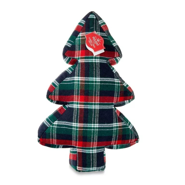 Blue Plaid Fabric Tree Christmas Decoration, 16 in, by Holiday Time | Walmart (US)