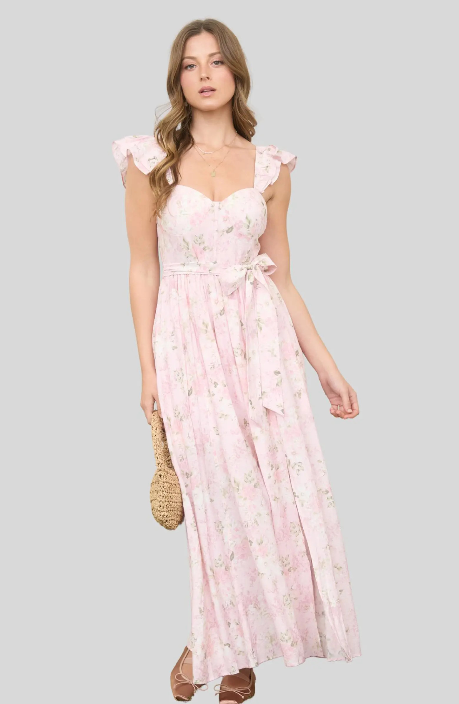 Floral Print Ruffle Maxi Dress | Nordstrom