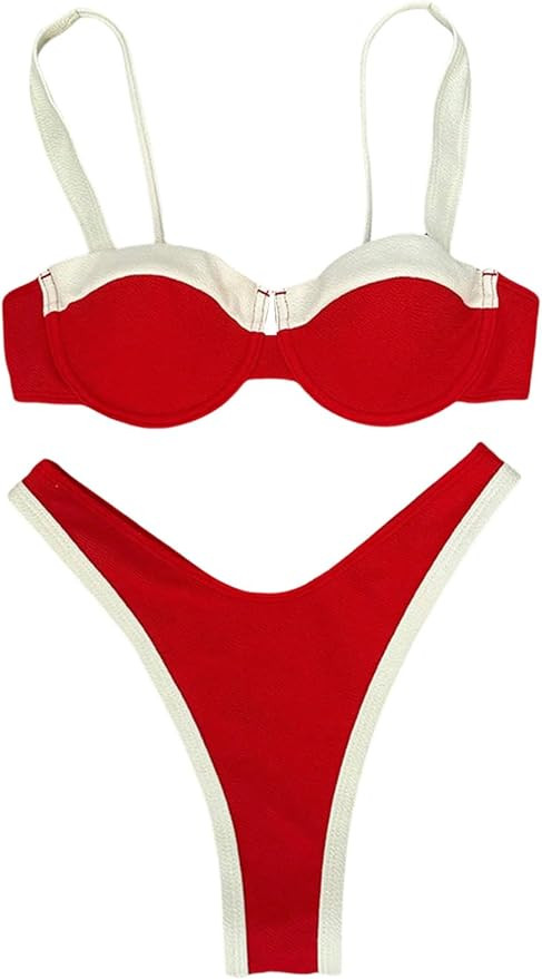 SOLY HUX Women's Color Block Bikini Sets 2 Piece Bathing Suits High Cut Cheeky Swimsuits | Amazon (US)