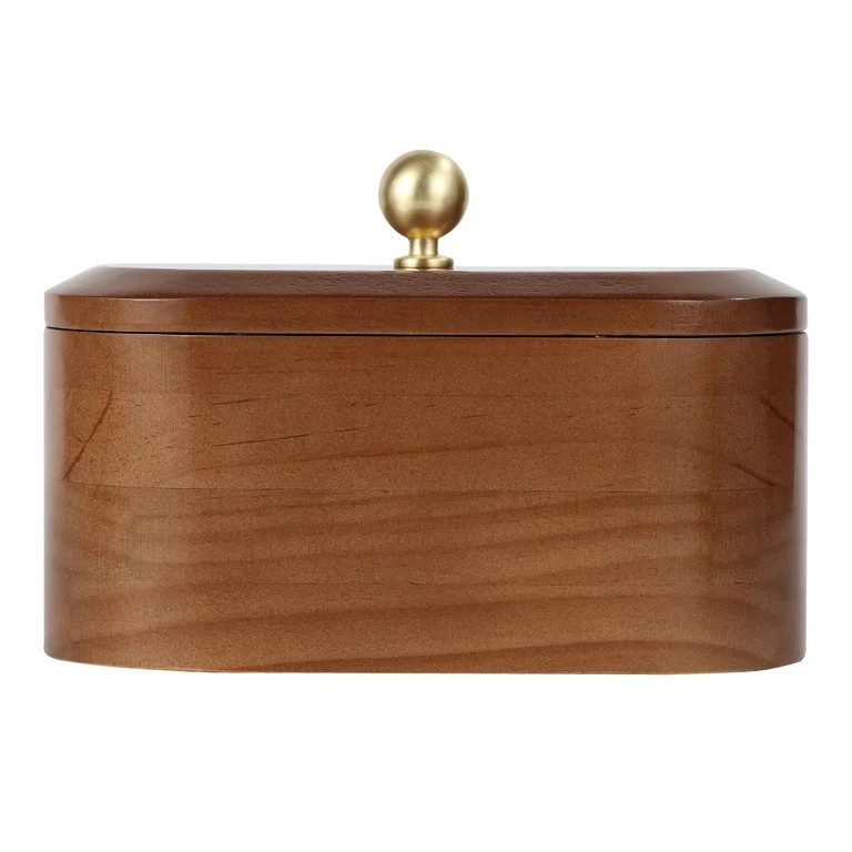 Mainstays Wooden Decorative Tabletop Capsule Box with Gold Knob | Walmart (US)