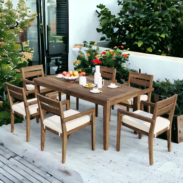 Ingimund 6 - Person Rectangular Outdoor Dining Set with Cushions | Wayfair North America