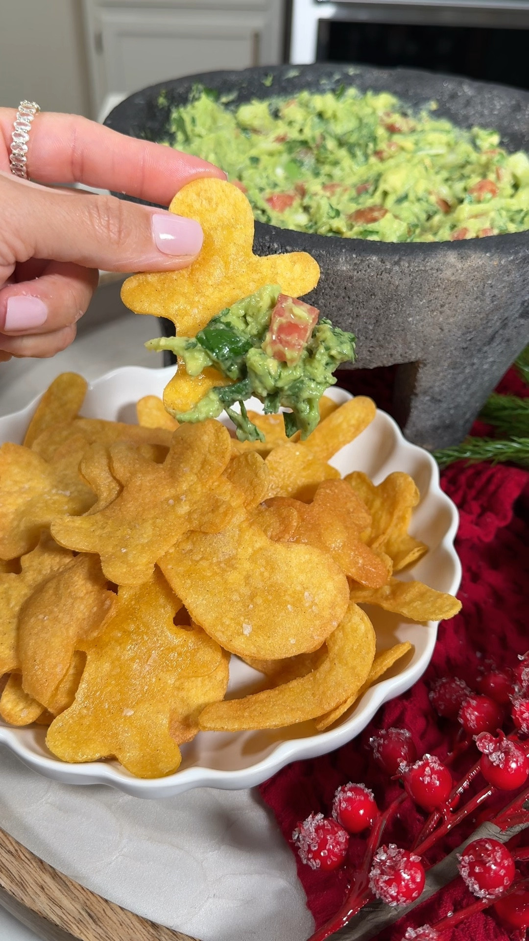 Chips and guacamole but make it festive for the holidays 
#holidayappetizer
#holidayappetizers #holidayrecipes #christmasrecipes #christmasappetizers #chipsandguac #guacamole

#LTKHome #LTKParties #LTKSeasonal