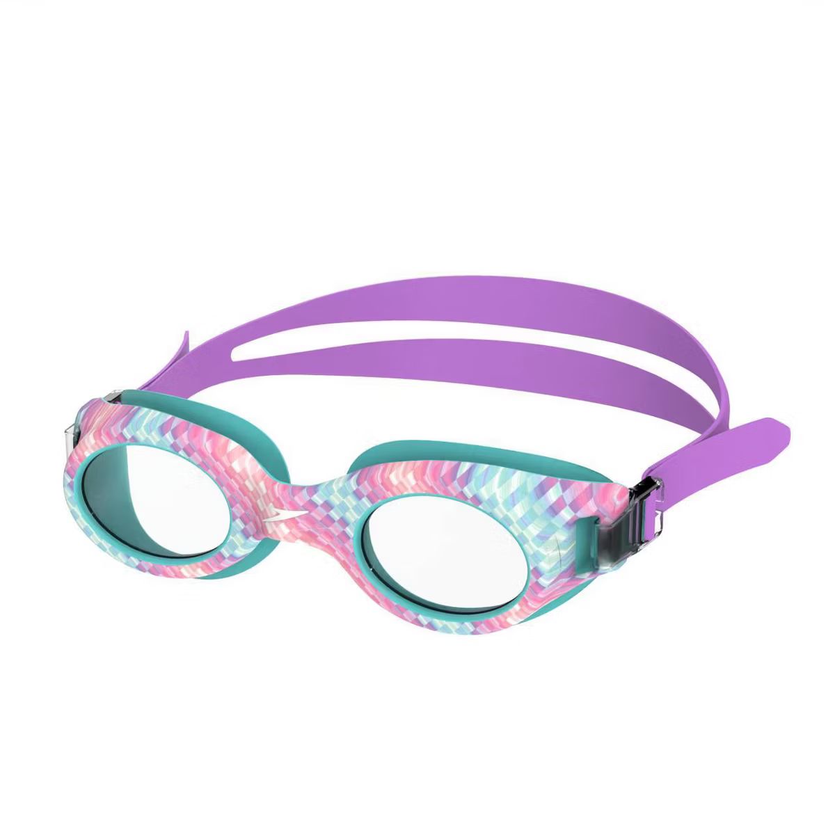 Speedo Junior Glide Print Swim Goggles - Pink/Blue/Purple Checkered | Target