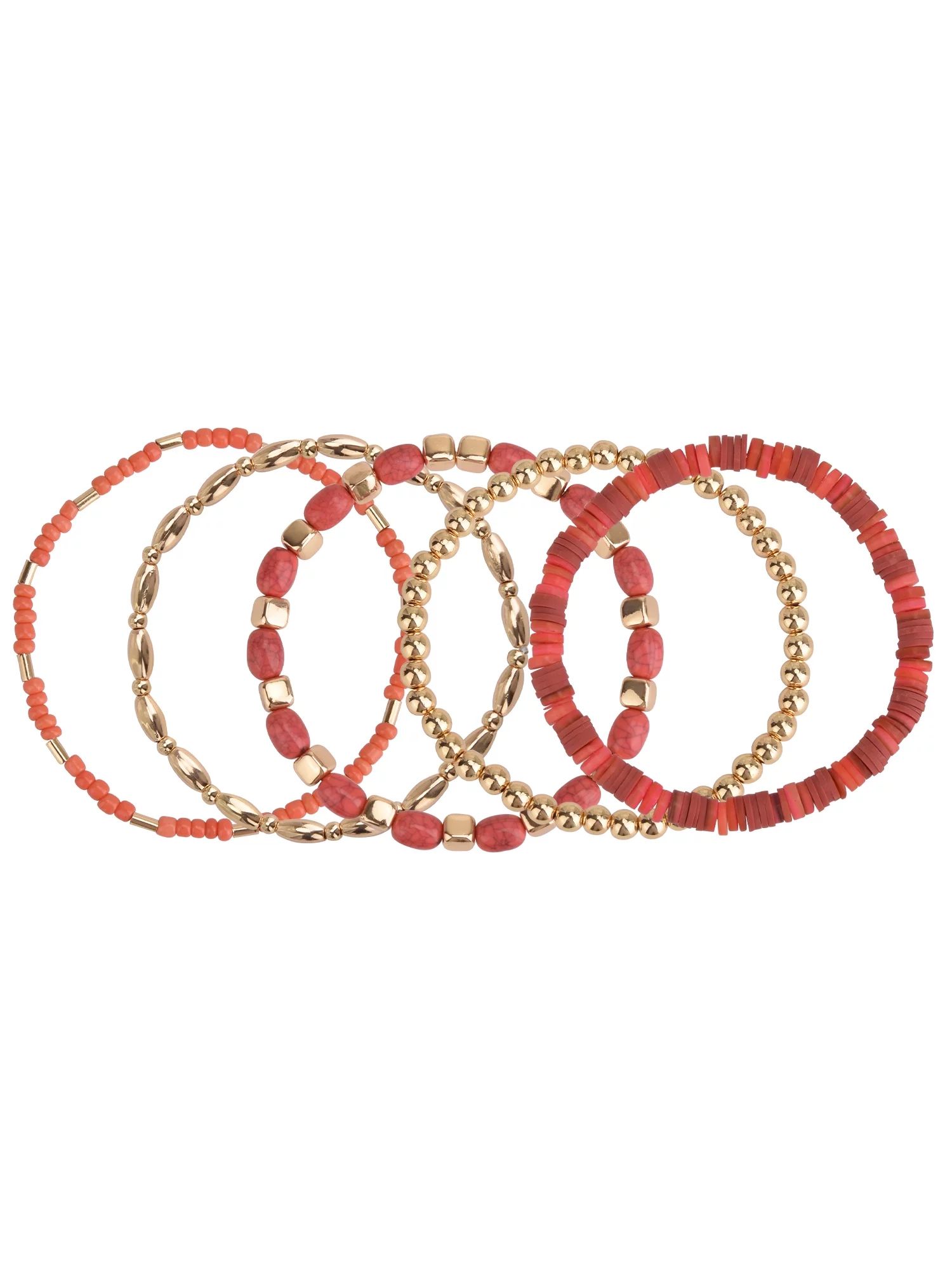 Time and Tru Women's Gold-Tone 5pc Multi-Strand Bracelet Set | Walmart (US)
