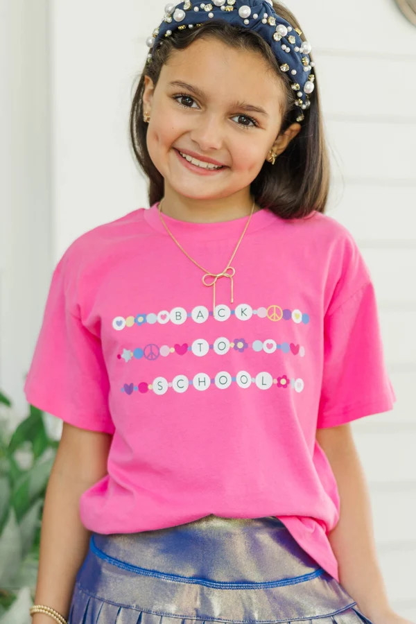 Girls: Back To School Fuchsia Graphic Tee | The Mint Julep Boutique