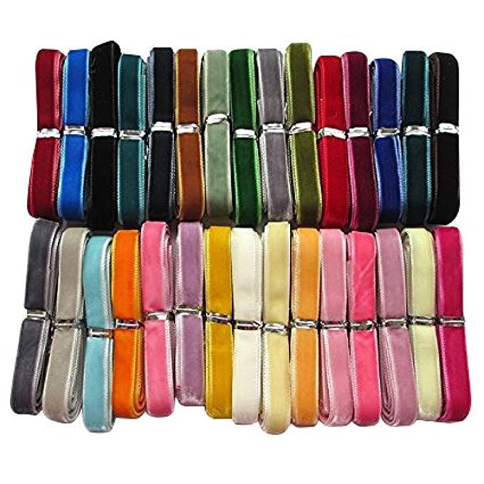 Chenkou Craft 30 Yards 3/8" Velvet Ribbon Total 30 Colors Assorted Lots Bulk | Amazon (US)
