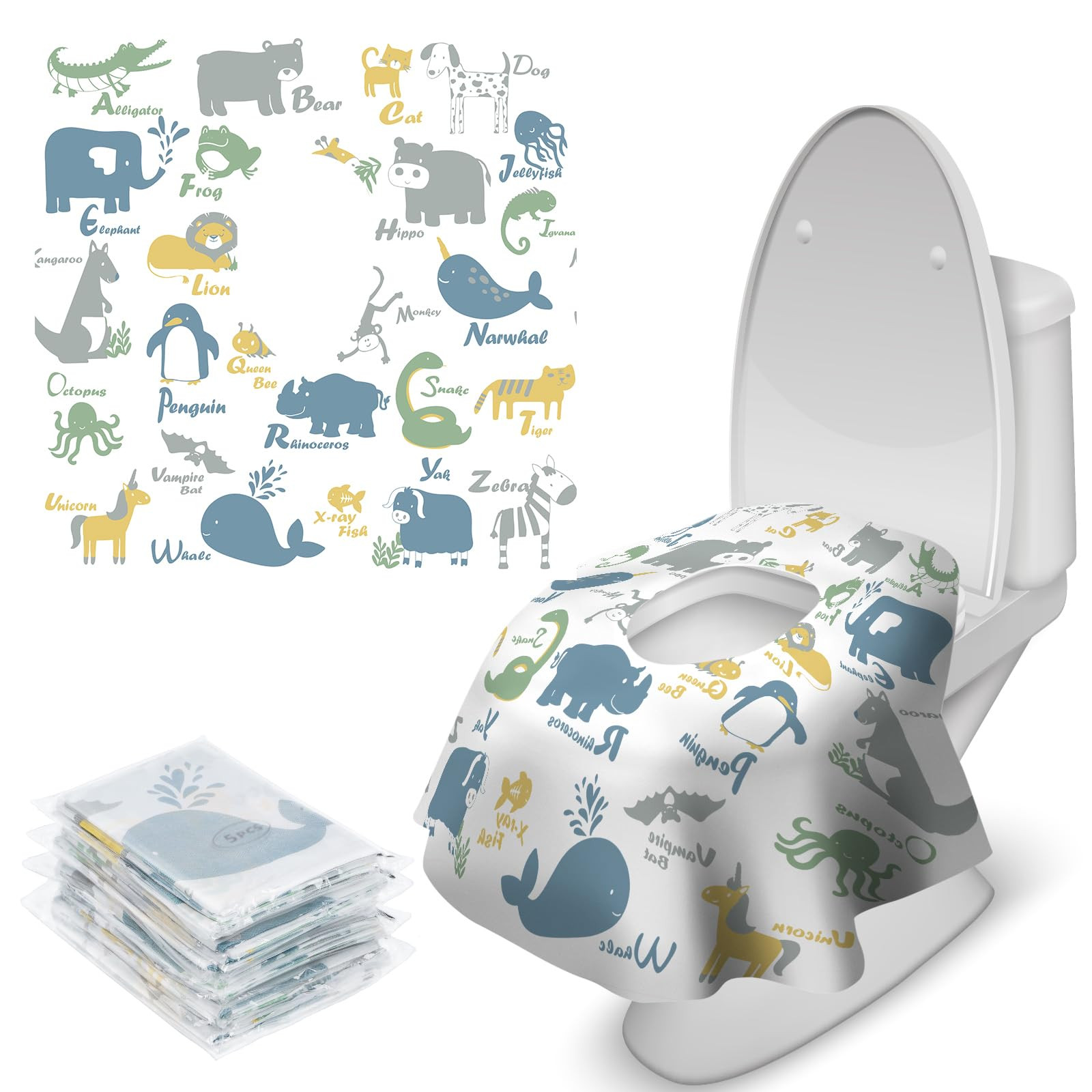 Blissful Diary 20 Pcs Toilet Seat Covers Disposable for Toddlers & Adults, Extra Large Waterproof, Portable Package for Travel, Kids Potty Training | Amazon (US)