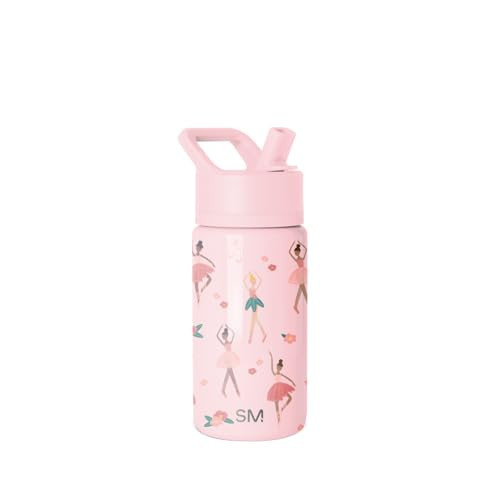 Simple Modern Kids Summit Water Bottle with Straw Lid | 14oz Insulated Stainless Steel Cup for Girls, School | Pink Ballerina | Amazon (US)