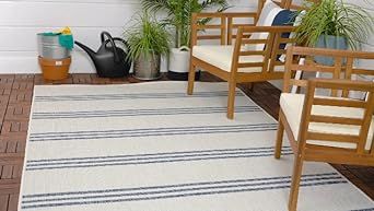 Unique Loom Outdoor Collection Area Rug - Anguilla (2' x 3' 1' Rectangle, Ivory/ Blue) | Amazon (US)