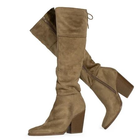 Women's Stacked Heel Slouchy Knee High Boots #19206 | Walmart (US)