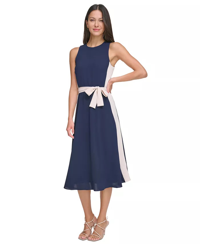 DKNY Women's Sleeveless Tie-Waist A-Line Dress - Macy's | Macy's
