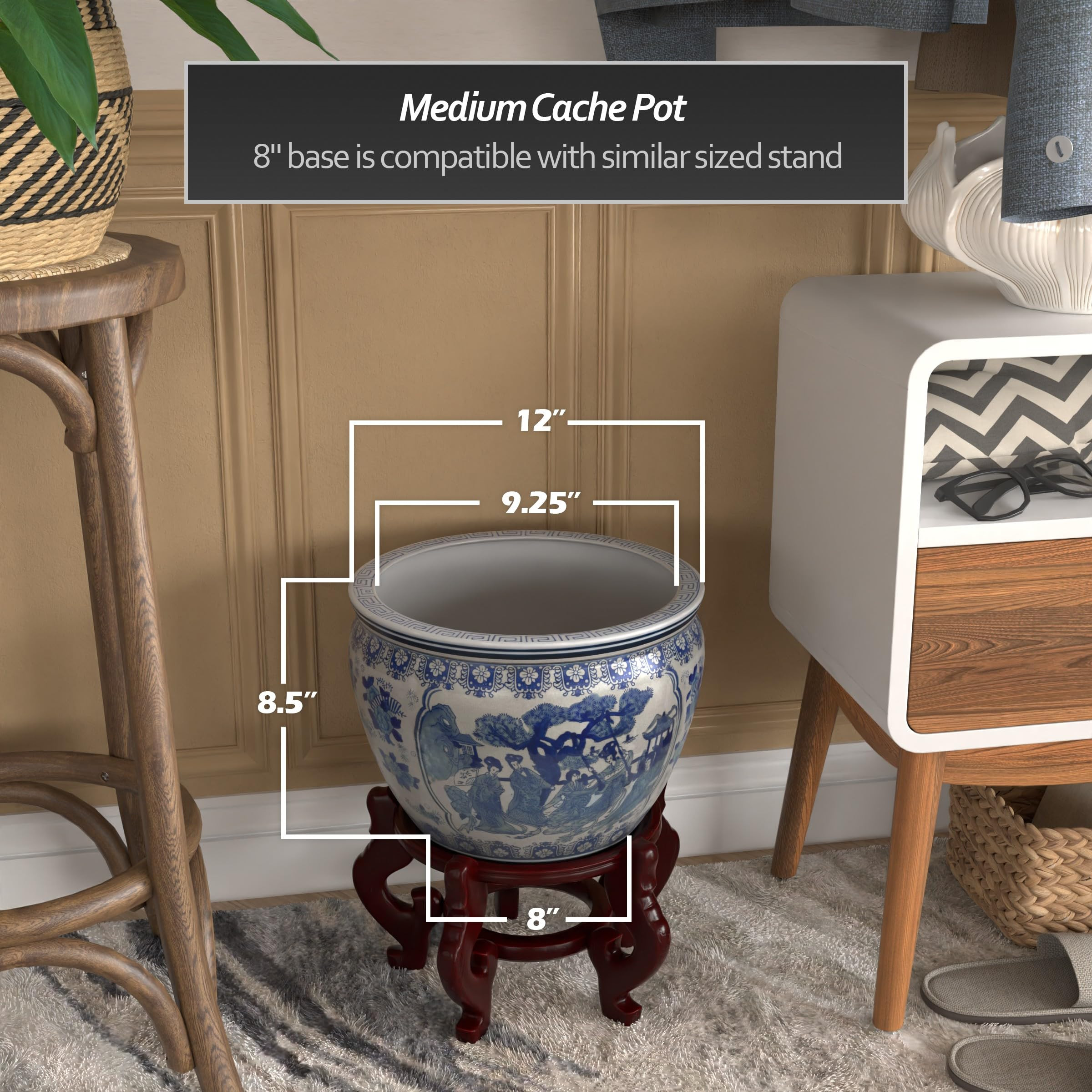 Red Lantern 12" Ladies Blue & White Porcelain Fishbowl Planter or Cachepot for Indoor/Outdoor Use... | Amazon (US)