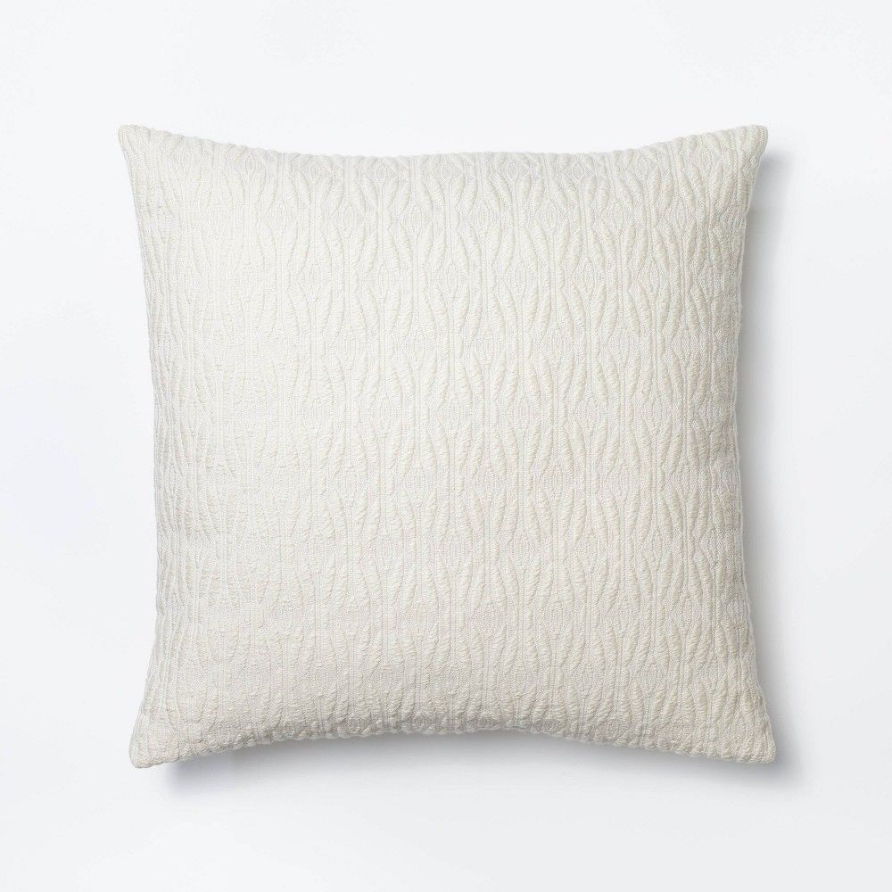Oversized Woven Diamond Jacquard Square Throw Pillow Cream - Threshold designed with Studio McGee | Target