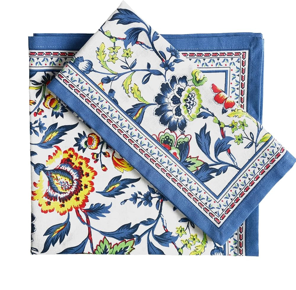FINGERCRAFT Cloth Napkins, Set of 12 Cotton Linen Blend Printed Dinner Napkins Cloth Mitered Corn... | Amazon (US)