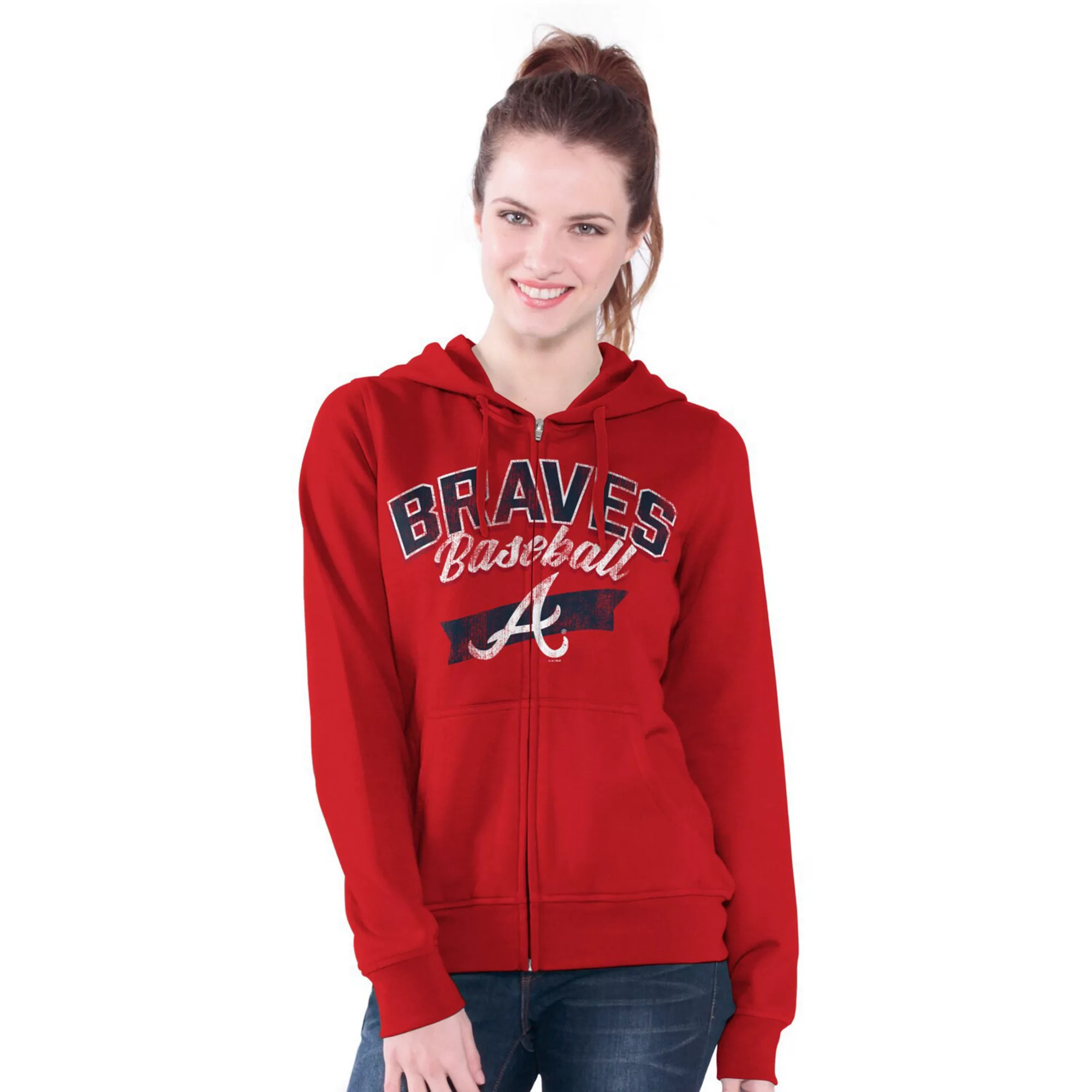 Women's G-III 4Her by Carl Banks  Red Atlanta Braves Wild Cat Full-Zip Hoodie | Kohl's