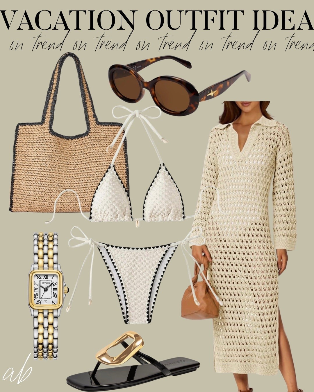 Luxe looking high-end vacation outfit idea I love this swim cover-up and I wear this black-and-white swimsuit all the time looks so high-end

#LTKSwim #LTKootd