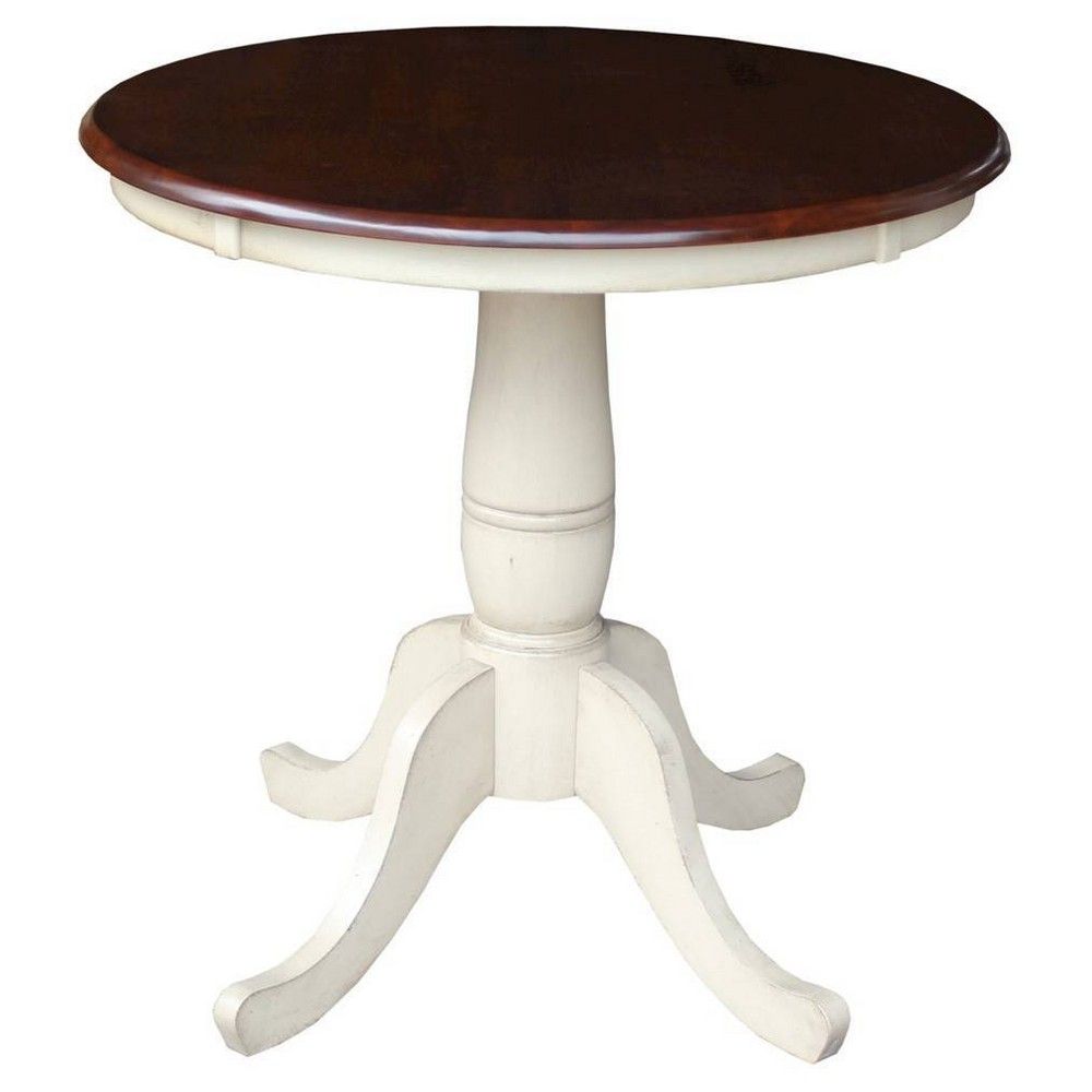 30" Round Top Pedestal Table Antiqued Almond/Espresso – International Concepts | Target