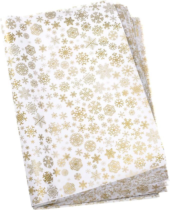 Whaline Snowflake Tissue Paper 20" x 28" Christmas Metallic Acid Free Wrapping Paper Bulk Big Siz... | Amazon (US)