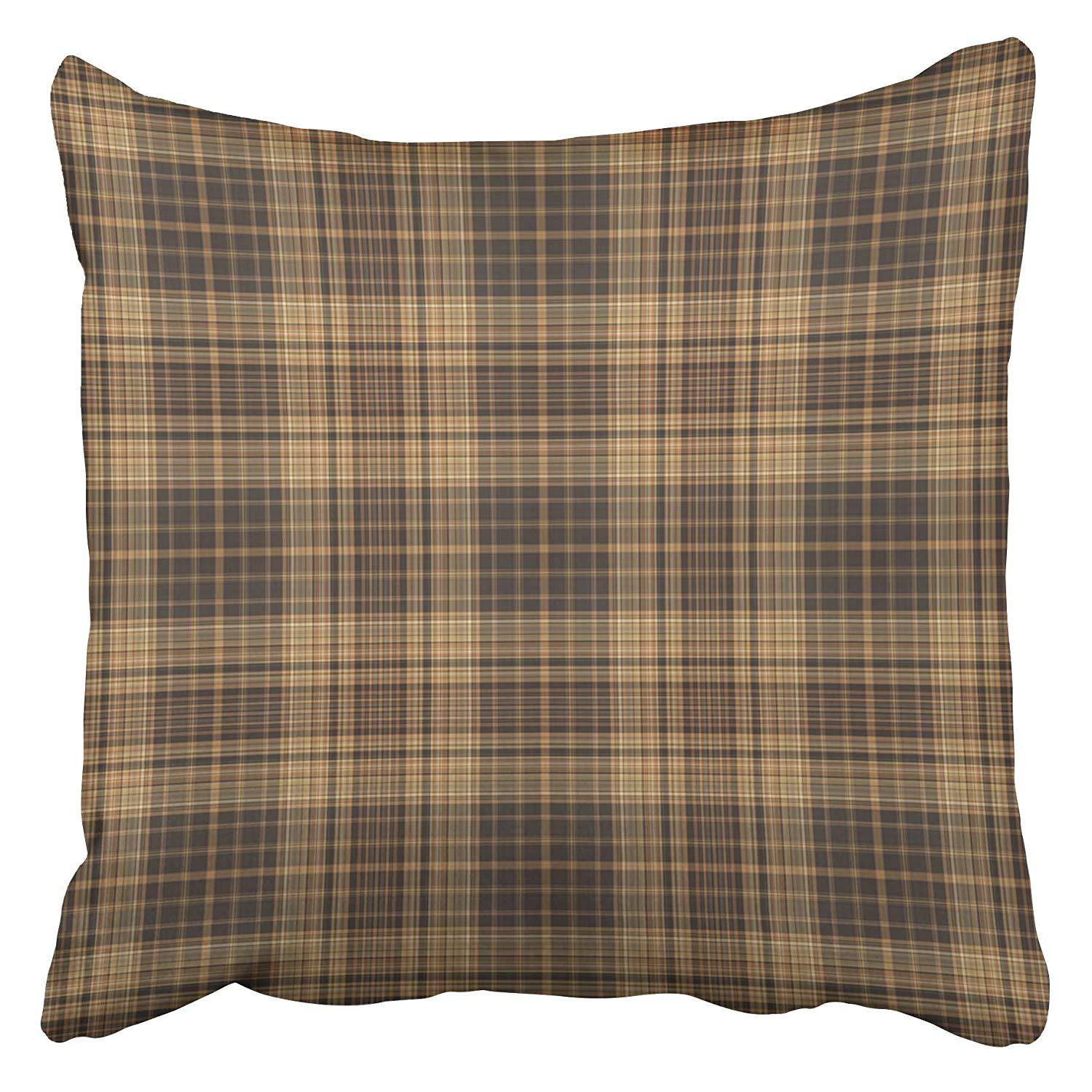ECCOT Tan Beautiful Brown Plaid Pattern Gray Beauty Bright Cabin Check Checkered Cheerful Pillow ... | Walmart (US)