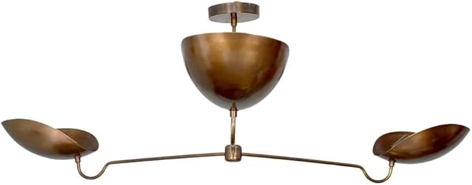 NauticalMart 3 Light Curved Shades Pendant Mid Century Modern Raw Brass Sputnik Chandelier Light ... | Amazon (US)