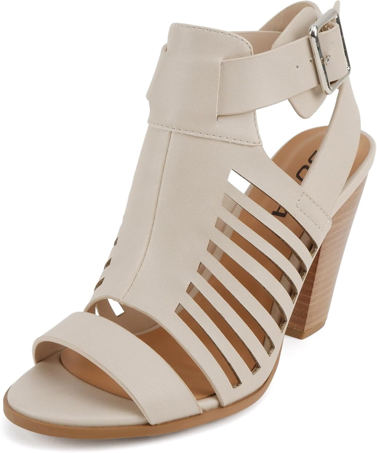Soda Yummy ~ Gladiator Cutout Stacked Heel Sandal Shoes with Adjustable Ankle Buckle | Amazon (US)