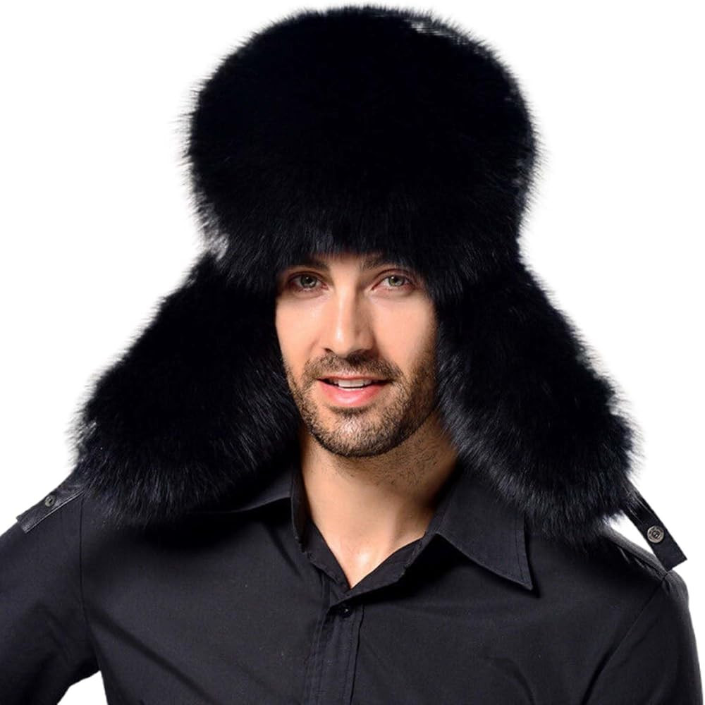 Men's Winter Ushanka Earflap Trooper Hat Aviator Windproof Hat Faux Fur Warm Hat Ski Beanies Cap ... | Amazon (US)