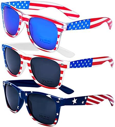 Donse 3 Pairs American Flag Sunglasses, 4th of July Decorations Frame Sunglasses for Women Men Te... | Amazon (US)
