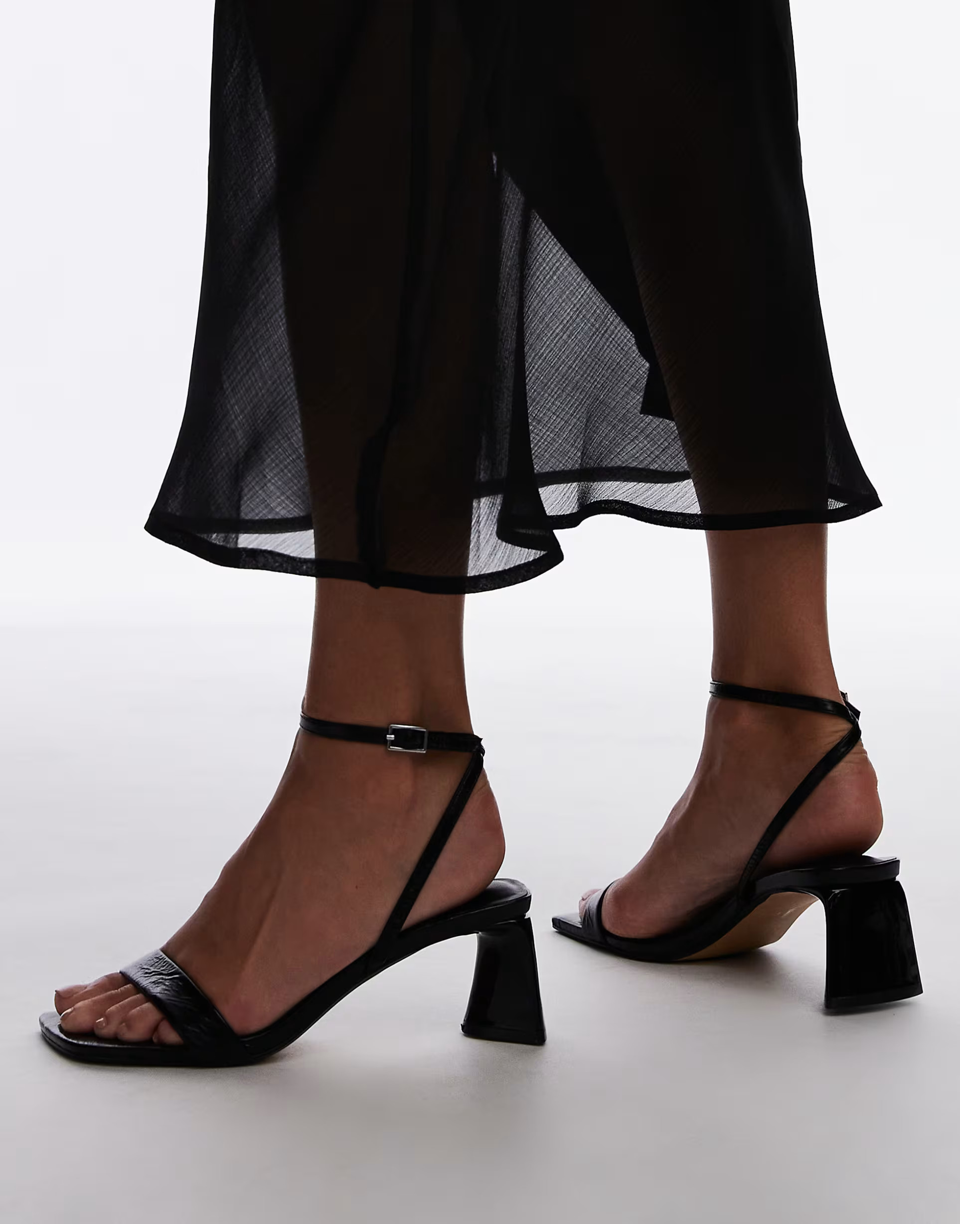 Topshop Ira strappy mid heel sandals in black | ASOS (Global)
