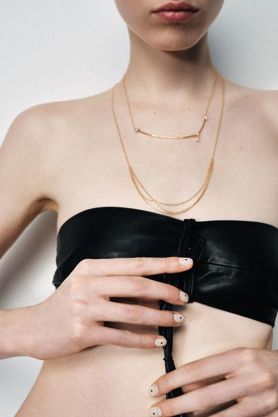 2-PACK MINIMAL GLITTER NECKLACES | Zara US