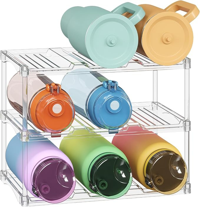 Lifewit Stackable Water Bottle Organize, Bottle Holder for Cabinet, Each Tier for 3 Containers, 9... | Amazon (US)