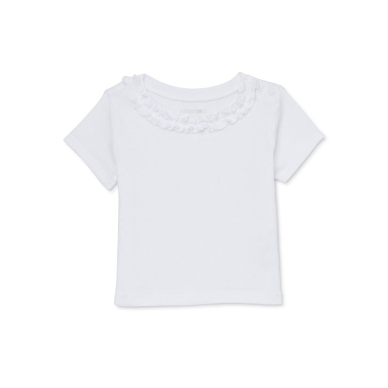 Garanimals Baby Girl Short Sleeve Cinched Ruffle Neck T-Shirt, Sizes 0-24 Months | Walmart (US)
