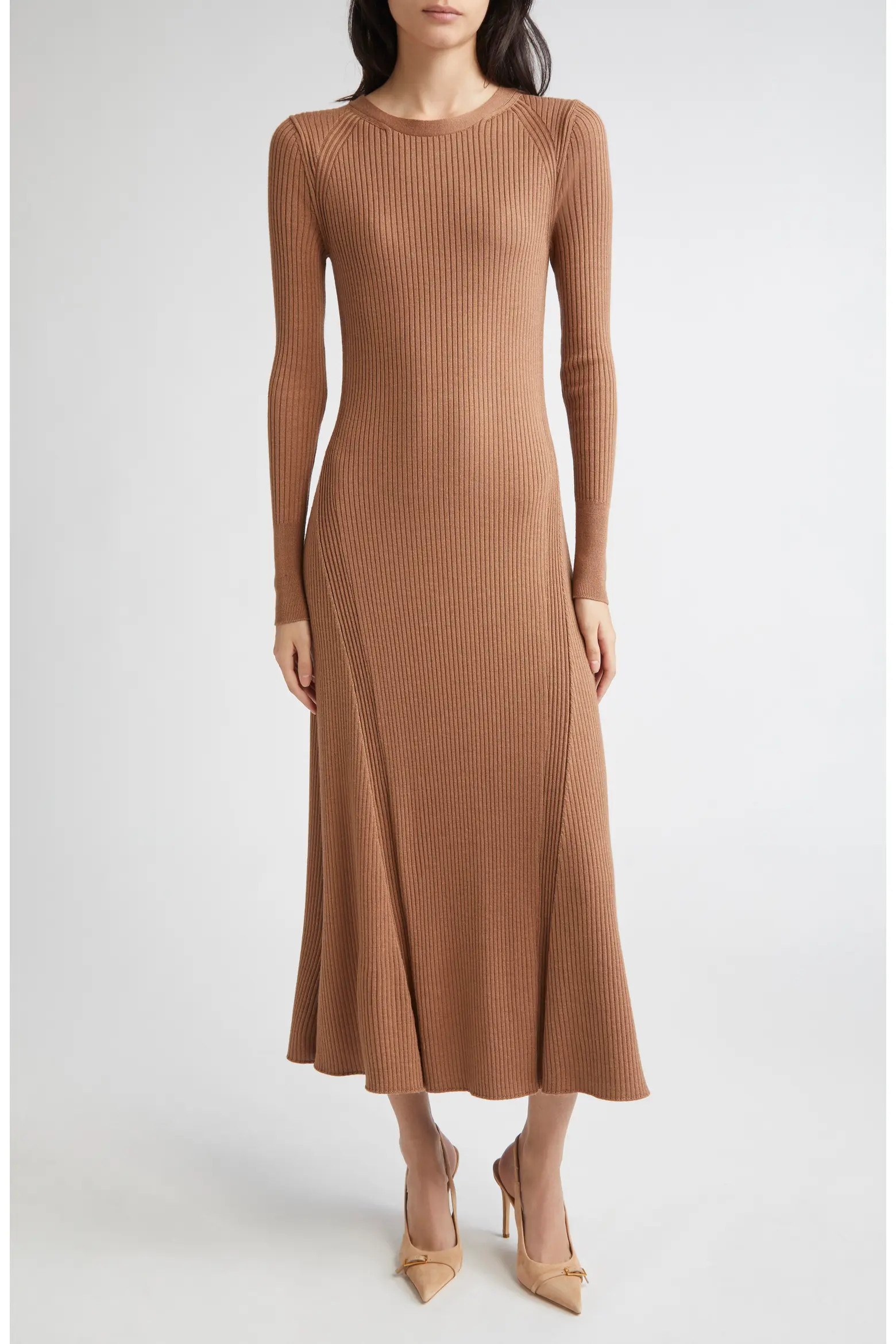 Long Sleeve Wool & Silk Rib Sweater Dress (Women) | Nordstrom | Nordstrom