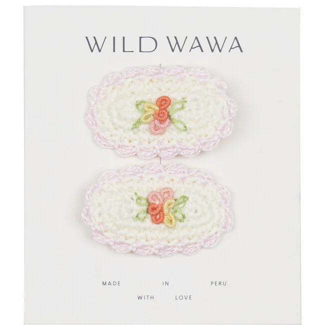 Wild Wawa | Crochet Clip Set, Ivory (Pink, One Size) | Maisonette | Maisonette