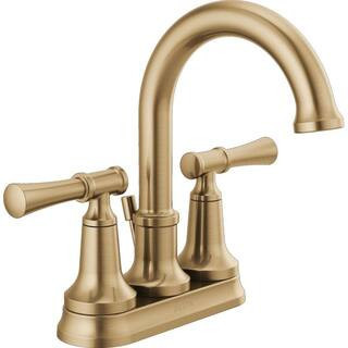 Chamberlain Gold 4 in. Centerset Double-Handle Bathroom Faucet in Champagne Bronze | The Home Depot