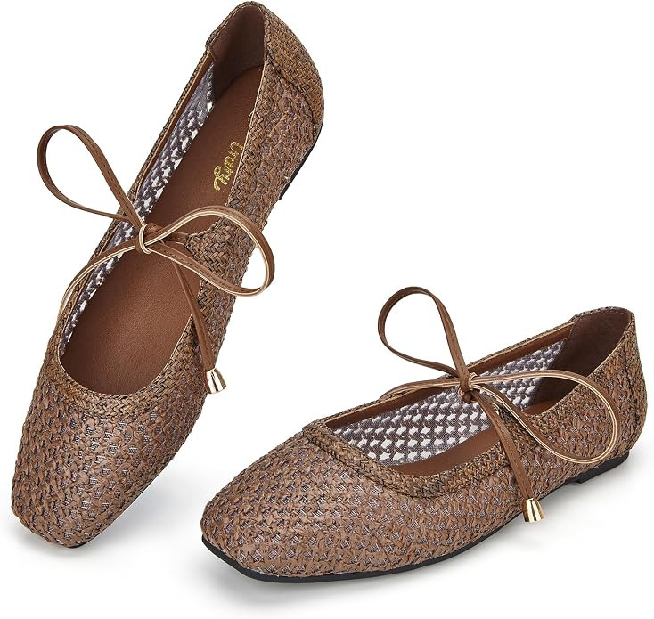 Trary Mary Jane Shoes Women Woven Flats for Women Dressy Ballet Flats Spring Summer Squared Toe L... | Amazon (US)