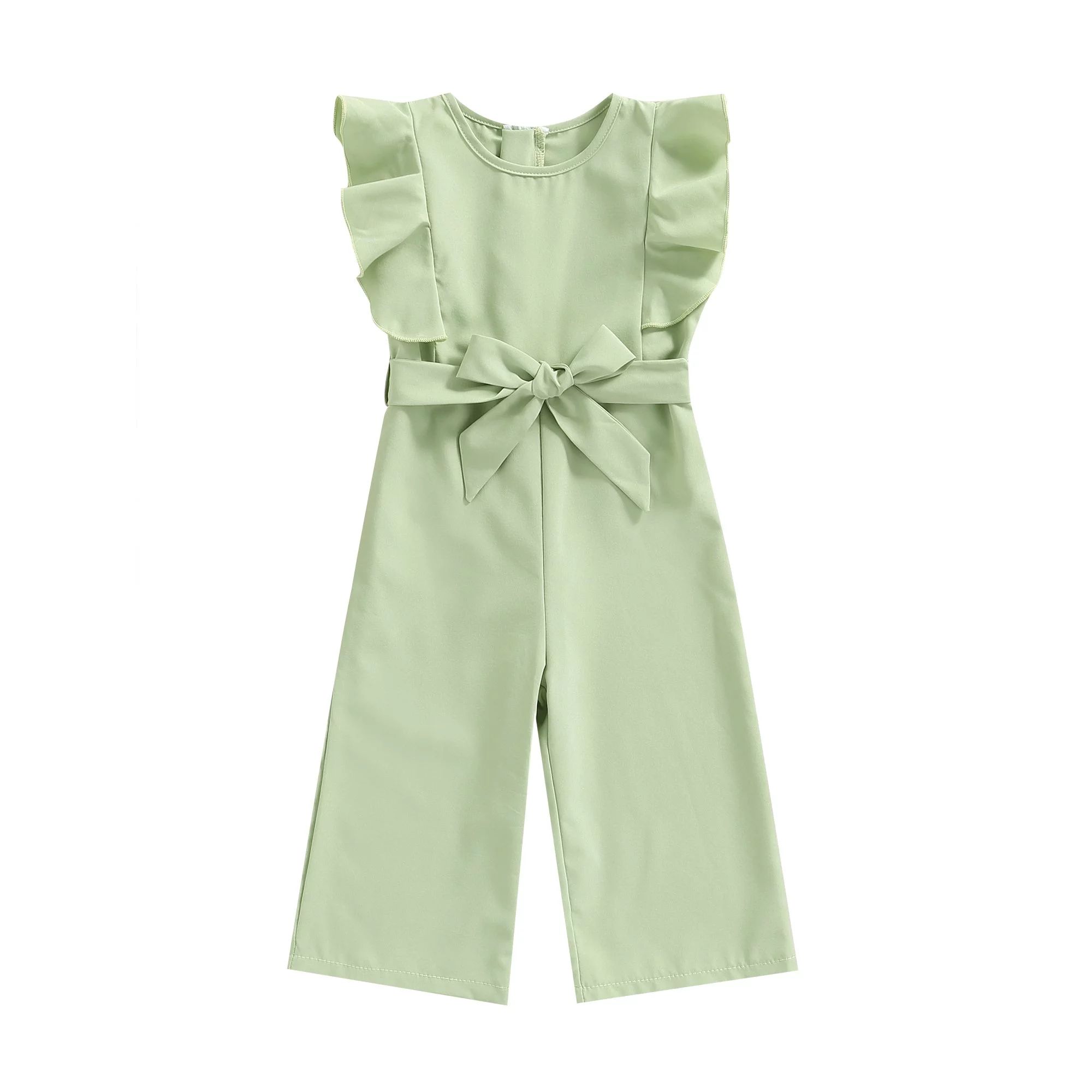 TheFound Toddler Baby Girl Solid Color Sleeveless Ruffle Romper Jumpsuit 1T 2T 3T 4T 5T 6T Summer... | Walmart (US)