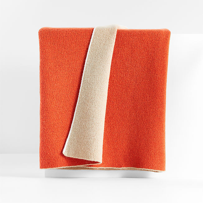 Bardot Persimmon Recycled Cashmere Holiday Throw Blanket 70"x55" + Reviews | Crate & Barrel | Crate & Barrel