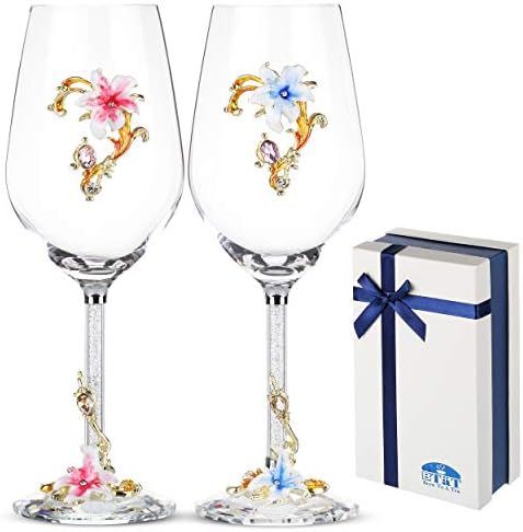 BTaT - Fancy Wine Glasses, Floral Wine Glass, Set of 2, Flower Wine Glass, Decorative Wine Glasses,  | Amazon (US)