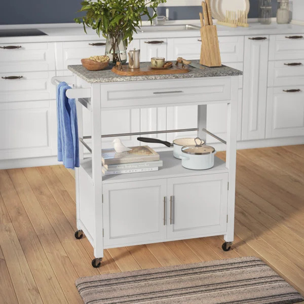 Houchin Kitchen Cart with Granite Top and Locking Wheels | Wayfair North America