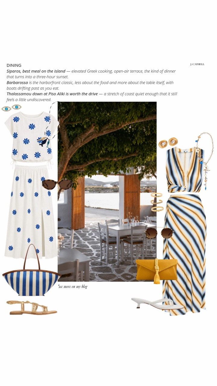 Paros has officially moved to the top of my travel wish list 🇬🇷✨

Think whitewashed villages, bougainvillea-lined streets, turquoise water, seaside tavernas, golden sunsets, and that laid-back Greek island charm that makes you want to stay forever. I rounded up the best places to stay, where to eat, what to do, and of course, what to wear for the ultimate Paros escape.

From breezy linen dresses and beautiful swimwear to woven bags and effortless vacation pieces, this edit is inspired by everything we love about a Greek summer.

Shop the full Paros travel edit below. 🤍

#Paros #ParosGreece #GreekIslands #GreeceTravel #EuropeanSummer #VacationStyle #ResortWear #WhatToWear #TravelStyle #IslandStyle #SummerFashion #LTKStyle #GreekSummer #VacationInspiration

#LTKTravel #LTKSeasonal #LTKOver40 #LTKTravel