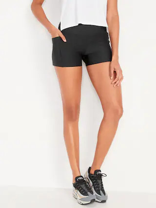 High-Waisted PowerSoft Hidden-Pocket Compression Biker Shorts -- 3.75-inch inseam | Old Navy (US)