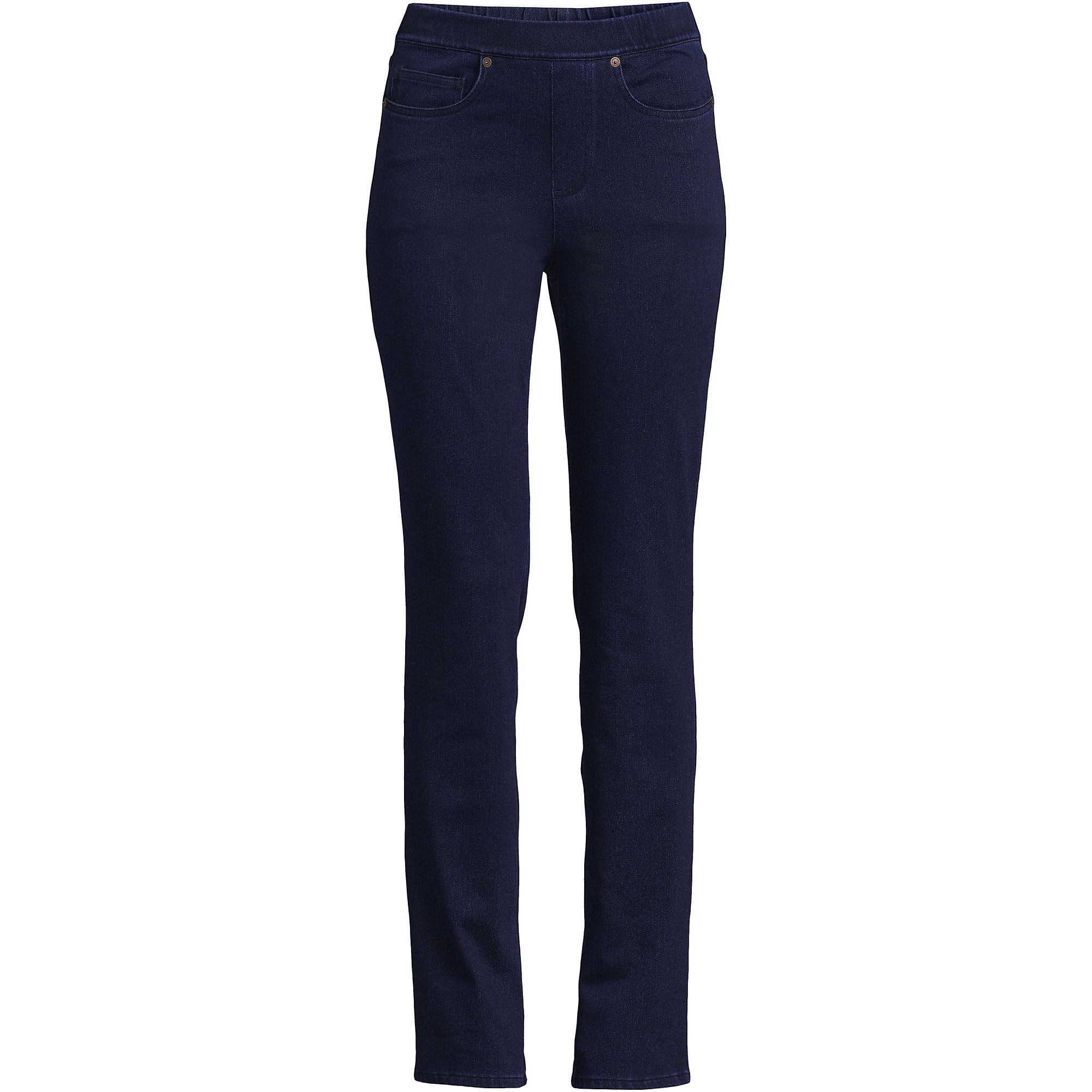 Women's Starfish Mid Rise Knit Denim Straight Jeans | Lands' End (US)