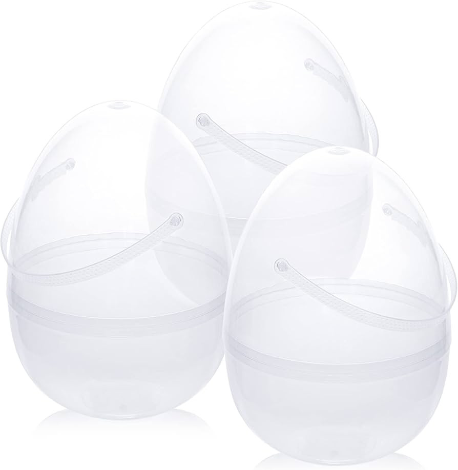 Clear Giant Easter Egg 10-Inch Set of 3 Plastic Fillable Plastic Eggs Extra Large Easter Egg Bask... | Amazon (US)