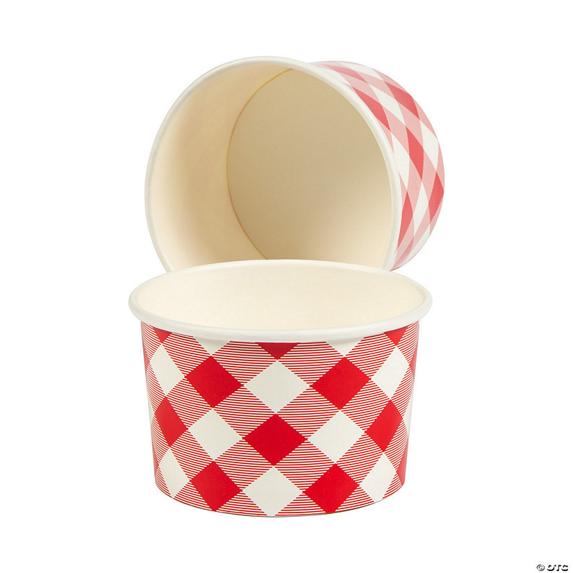 Gingham Disposable Paper Chili Snack Bowls- 12 Ct. | Oriental Trading Company