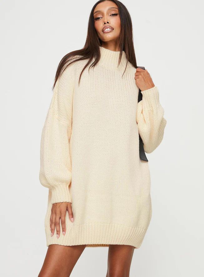 Davitian Sweater Mini Dress Beige | Princess Polly US