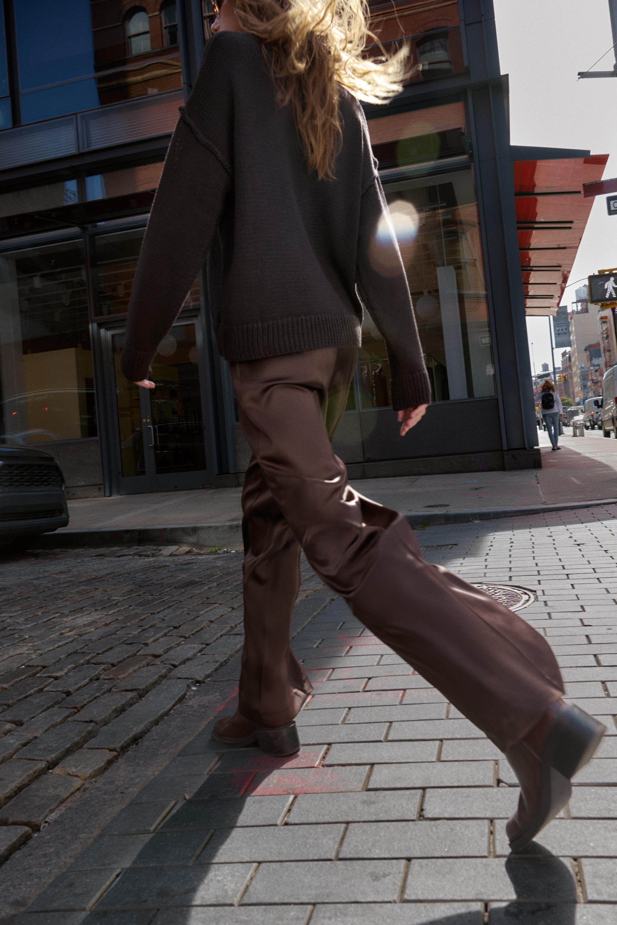 SATIN STRAIGHT LEG PANTS | Zara US