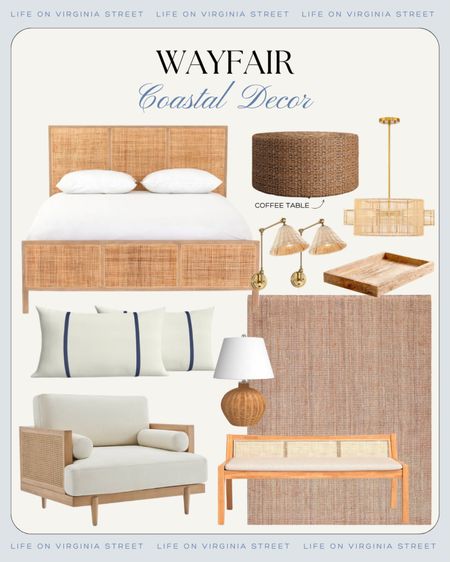 Loving these Wayfair coastal decor finds including a rattan bed, jute rug, rattan sconces, cane light fixtures, navy blue striped throw pillows, wicker table lamp, coastal travertine trays, coastal bench and more! Many are on sale today too!
.
#ltkhome #ltksalealert #ltkfindsunder50 #ltkfindsunder100 #ltkseasonal #ltkstyletip

#LTKsalealert #LTKSeasonal #LTKhome