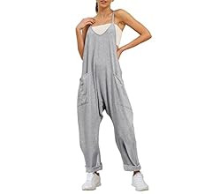 AUTOMET Jumpsuits for Women Casual Summer Rompers Sleeveless Loose Spaghetti Strap Baggy Overalls Ju | Amazon (US)