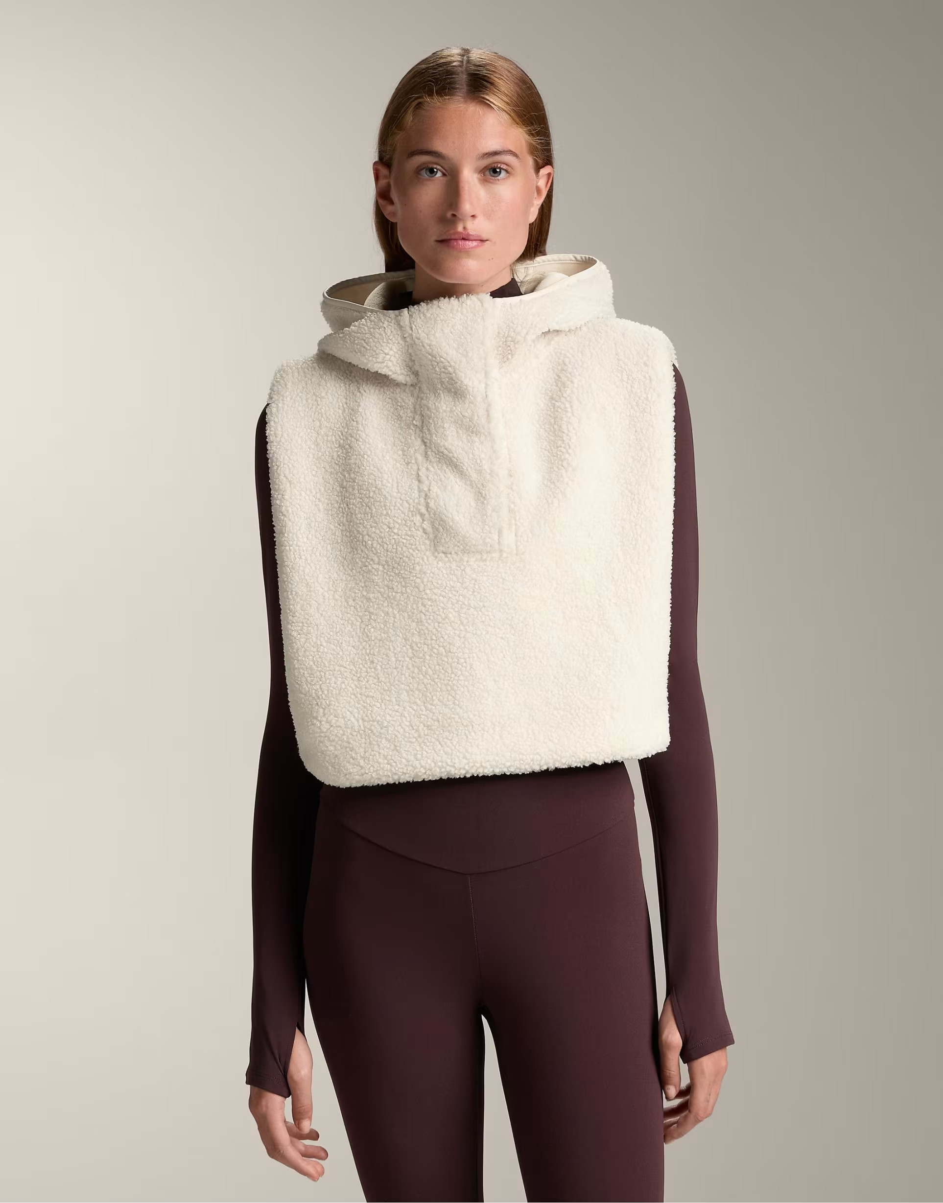 OYSHO Faux-shearling hooded gilet in ecru | ASOS | ASOS (Global)