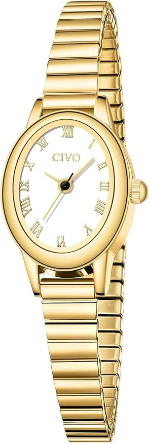 CIVO Dainty Gold Watches for Women: Small Oval Roman Numeral Dial Vintage - Stainless Steel Expan... | Amazon (CA)